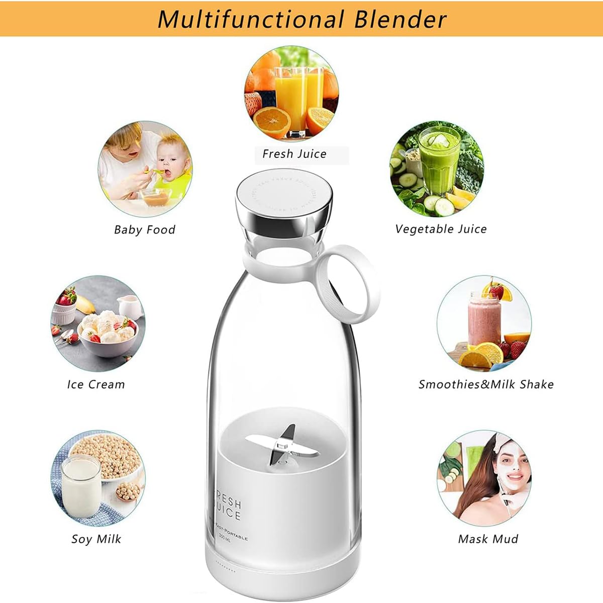 Portable Juicer Blender,Fresh Juice Blender,350ml Wireless Portable Electric Juicerï¼Œfresh juice blender portableï¼Œsuitable for making fruit juice, milkshakes, and smoothies